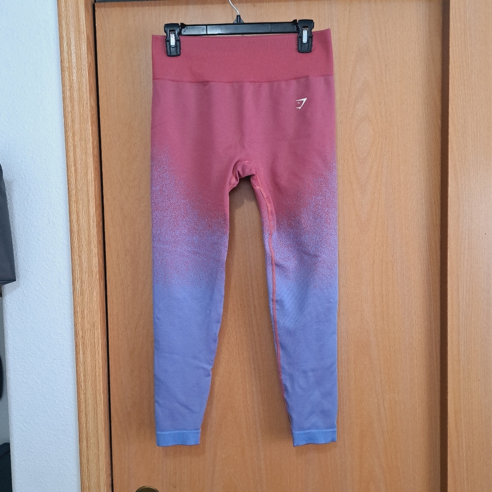 Gymshark Womens L Adapt Ombre Seamless Leggings Rose Pink Light Blue Compression